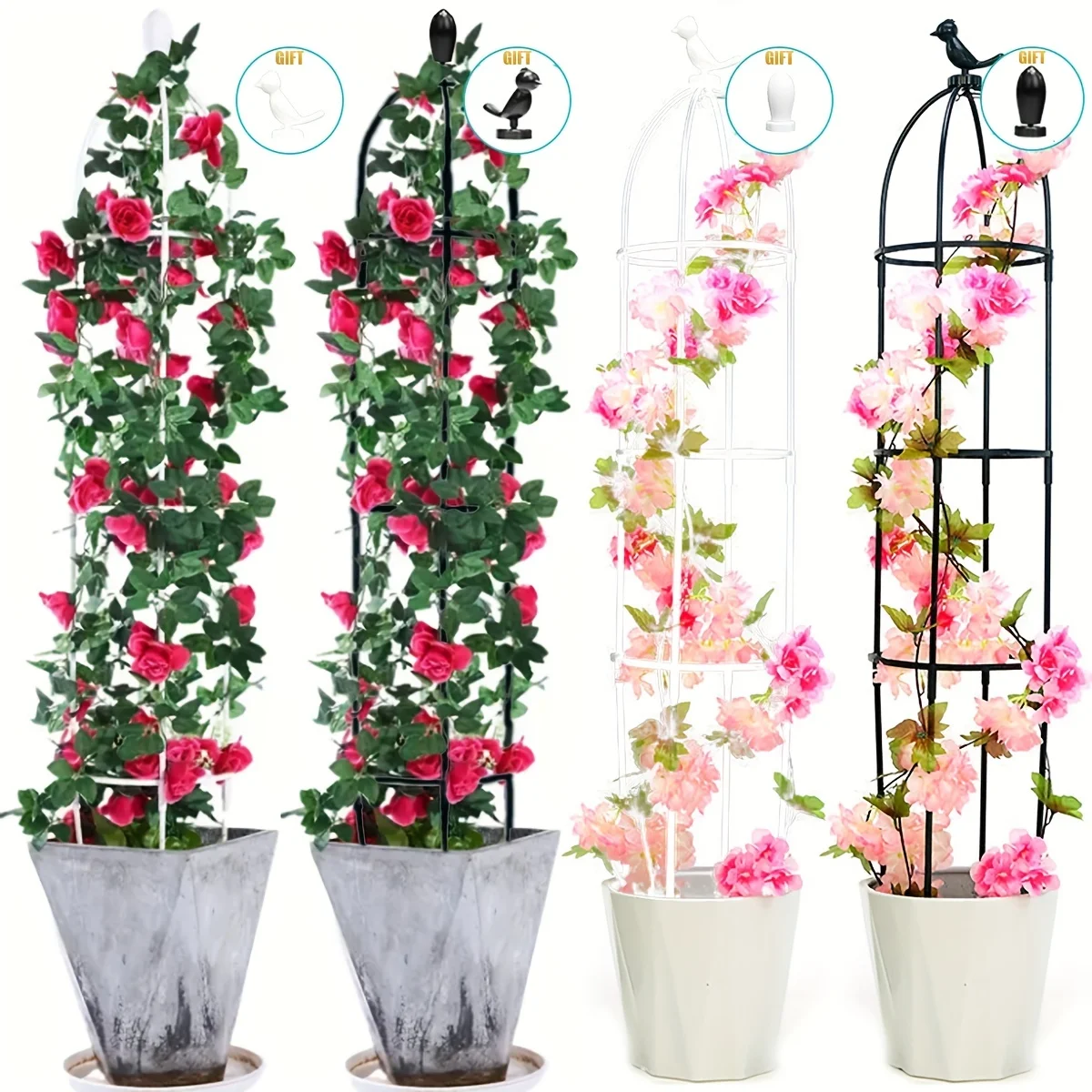 Tower obelisk garden trellis plant support, used for climbing vines and flower stands, lightweight plant tower