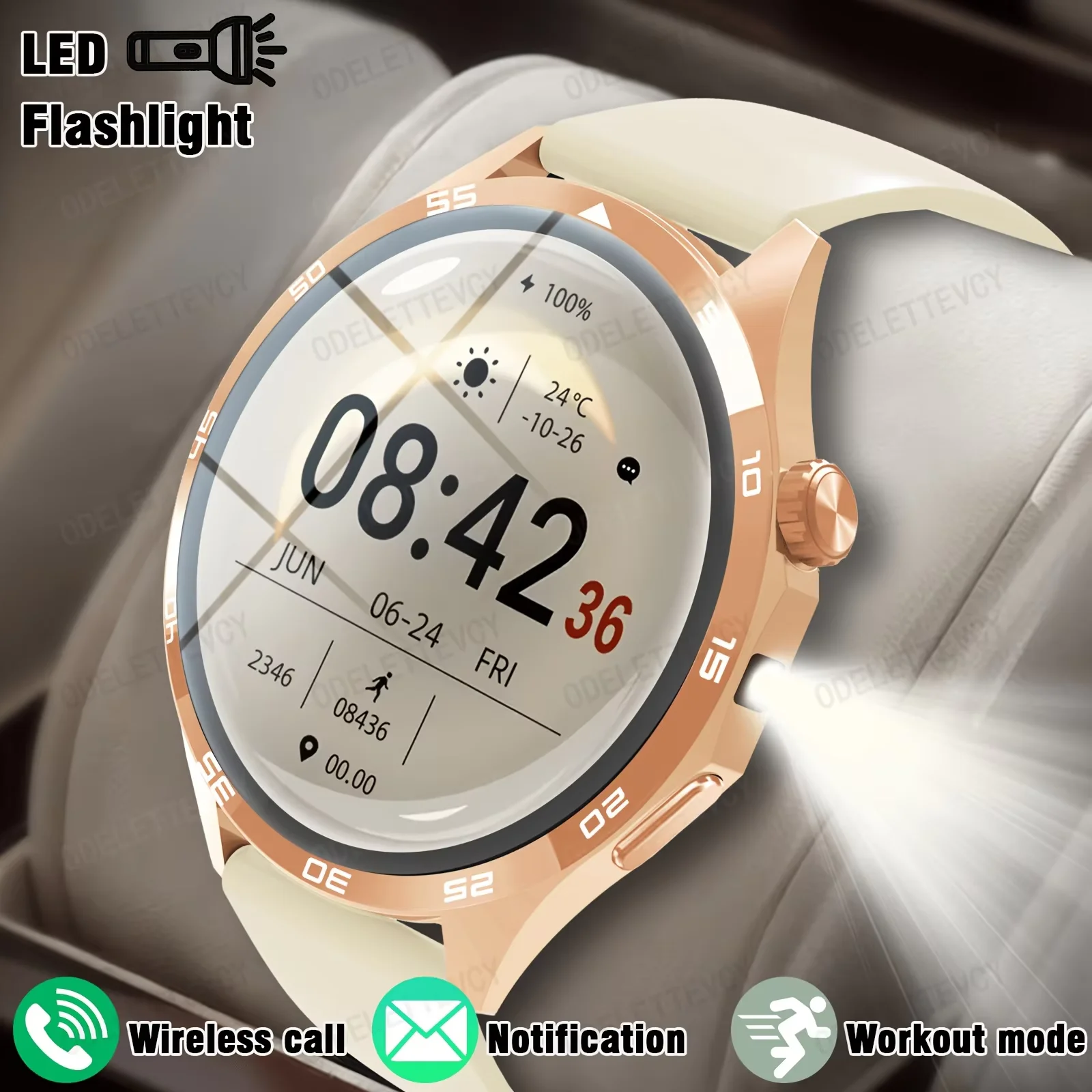 Smart Watch, Wtth LED Lighting, Wireless Calls, Music Playback, Multi-Sport Mode, Suitable for Outdoor Activities