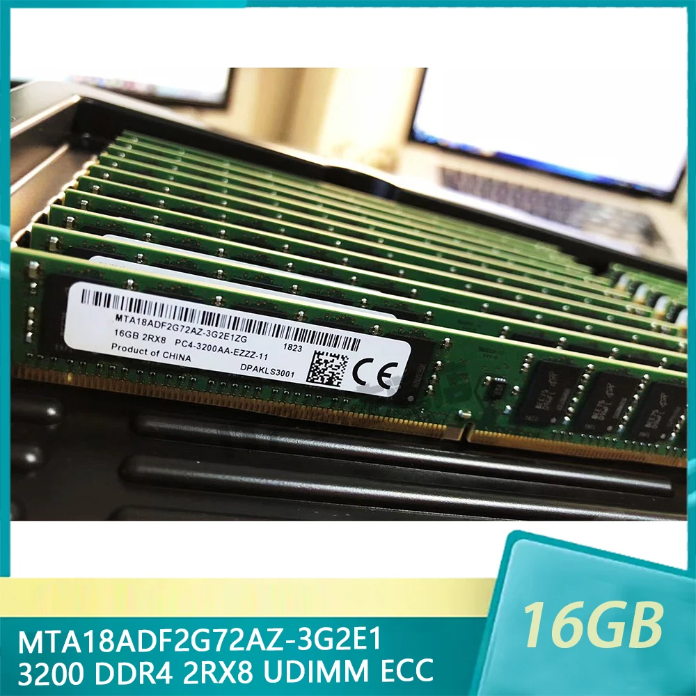 1 Pcs For MT RAM 16GB 16G 3200 DDR4 2RX8 UDIMM ECC Narrow VLP MTA18ADF2G72AZ-3G2E1 Server Memory