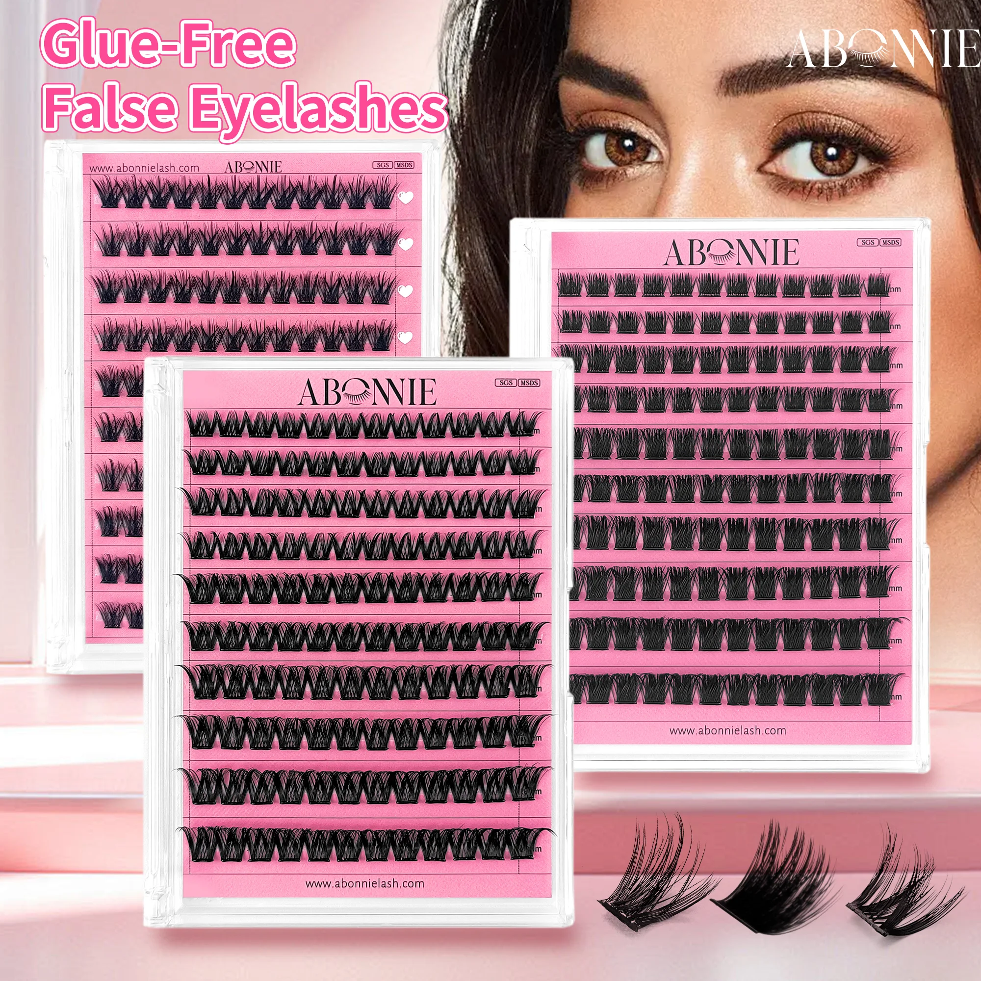 LAKANAKU Cils en grappes autocollants, aspect naturel, pré-collés, effet wispy, extensions de cils DIY, pas de colle requise