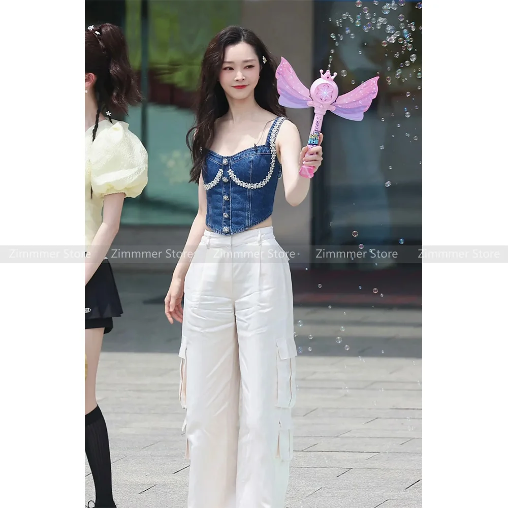 Premium sense of temperament linen high-waisted pockets straight wide-leg workwear casual loose trousers