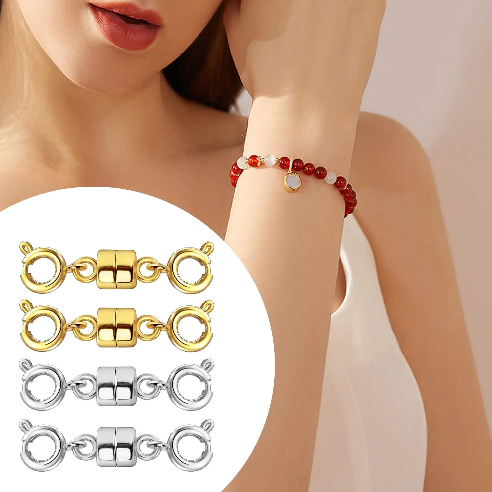 4x Locking Magnetic Clasp Closures Chain Strong Trendy Jewelry Magnet Clasp