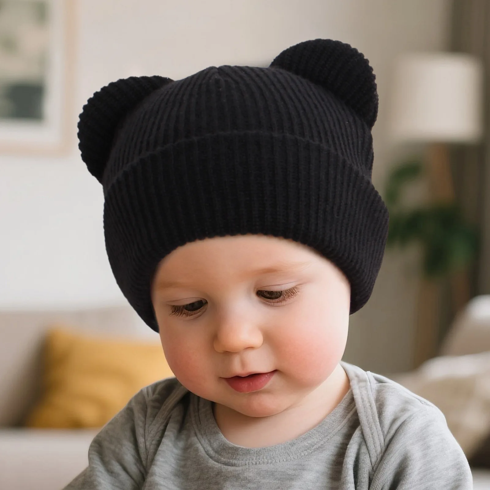 لطيف الكرتون الدب الأذن قبعات منسوجة للأطفال الصغار عالية مرونة الشتاء رشاقته القبعات الدافئة الفتيان الفتيات الاطفال قبعات حماية الأذن #4