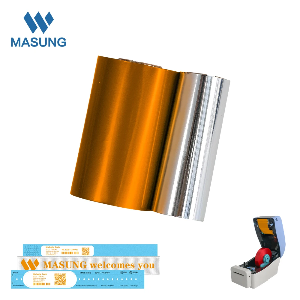 Masung 60mm x 100M Thermal Transfer Ribbon High-Quality Carbon Foil Roll for Barcode Printing