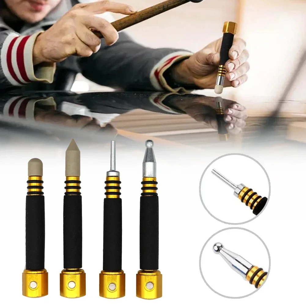 Car Dent Repair Tools 4-Pack Paint-Free Tapping Pen Magnetic Anti-Slip Grip Dent Repair Tool Removable Tip No-Scratch Tool