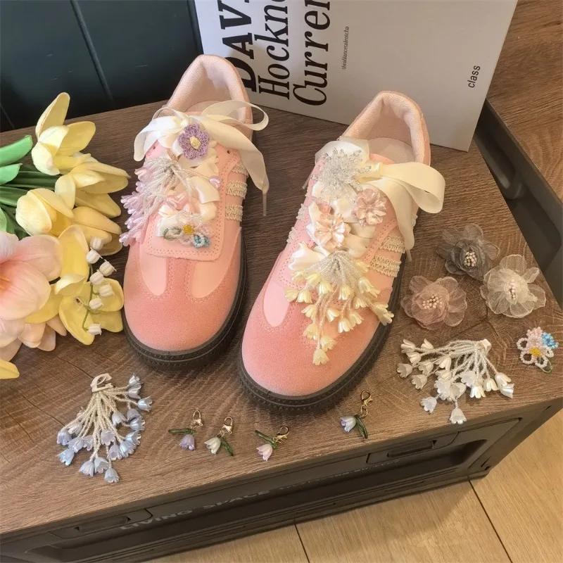 

DIY красочные цветочные туфли, кружевные подвески для кроссовок, модные элегантные аксессуары для кроссовок с цветами, новые винтажные роскошные украшения для ботинок