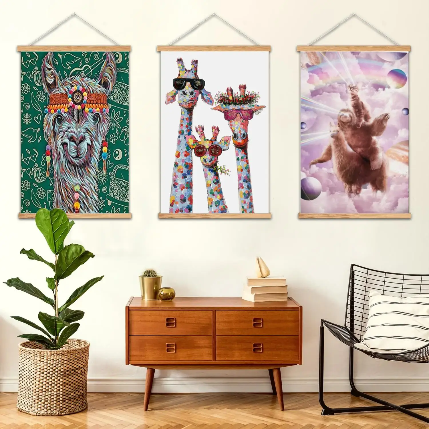 llama animal Framed Wall Painting Canvas Art Poster and Wall Art,  Modern Family Bedroom Decor,Decorative painting