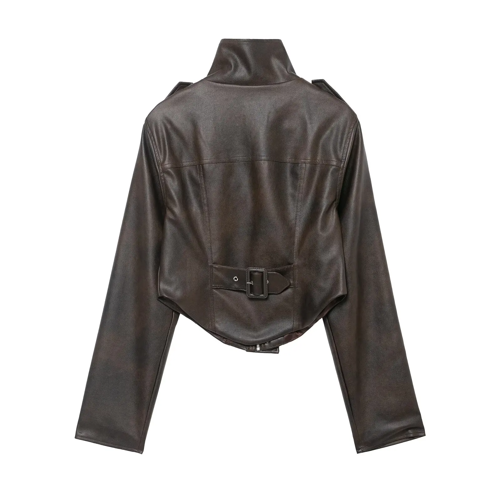 เสื้อแจ็คเก็ตหนังตกแต่งซิปแฟชั่น เสื้อแจ็คเก็ตสตรีแบบสั้น ดีไซน์อเนกประสงค์ สำหรับฤดูใบไม้ร่วง ผลิตภัณฑ์ใหม่ ผ้าโพลีเอสเตอร์