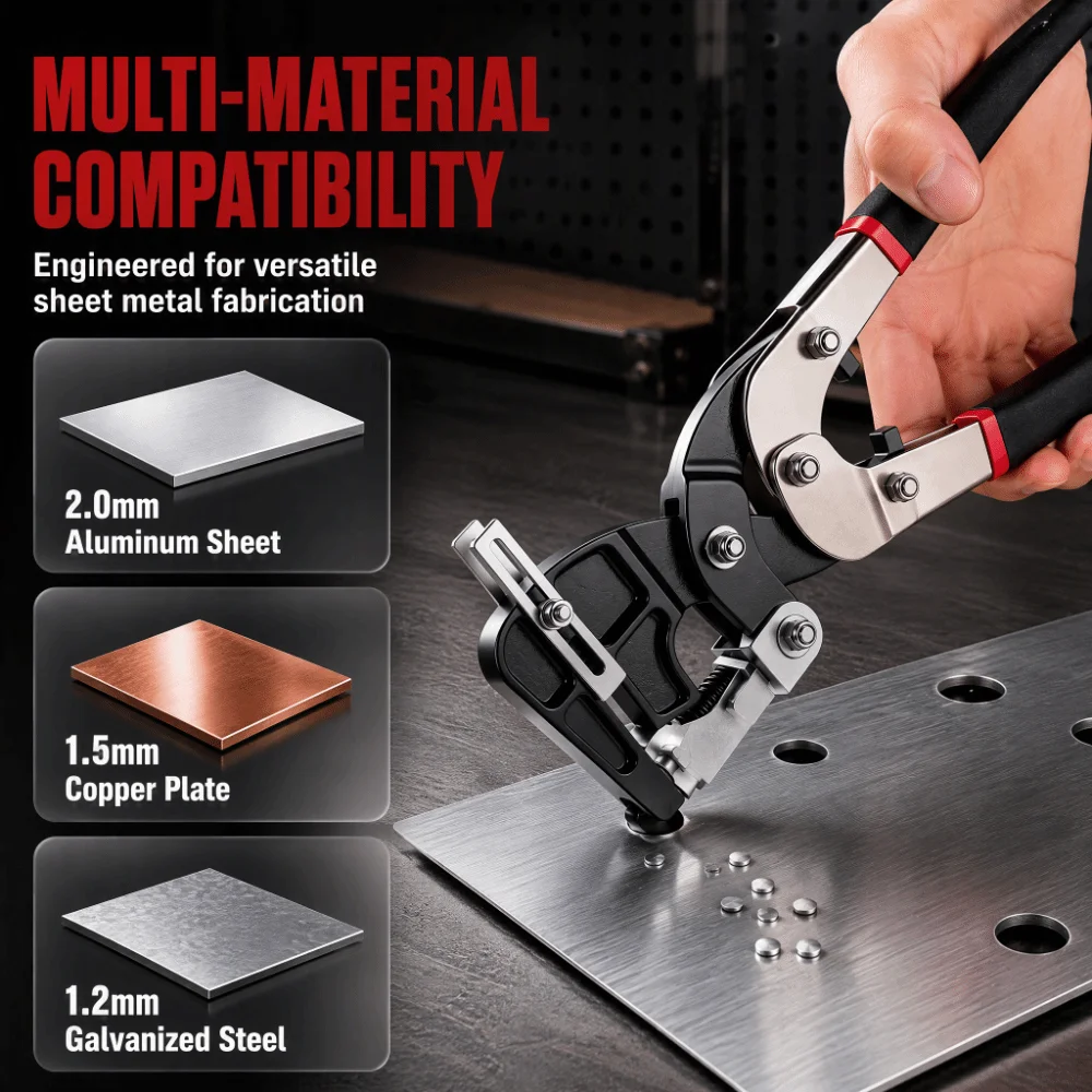 Multifunctional Adjustable Metal Punching Pliers Single-handed Hand Held Hole Puncher Keel Clamp Effortless Punching Pliers