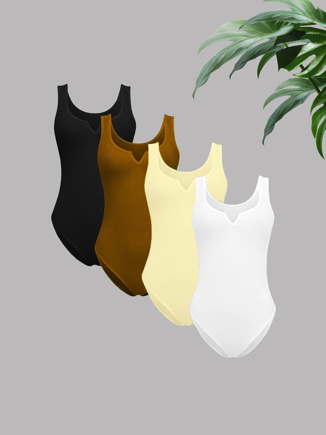 

Ladies' new solid-color versatile slim-fitting fitted top set of four pieces