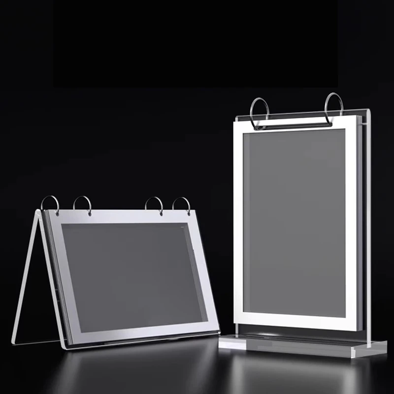 Brittop-Présentoir de menu en acrylique transparent, rotation de page, double face, affichage de menu adt-scalp, type vertical, promotion, support