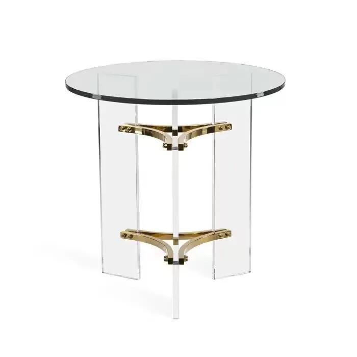 Acrylic Edge Table Living Room Balcony Sofa Edge Table, Italian Metal Corner Table, Villa Creative Art Small Coffee Table Furnit