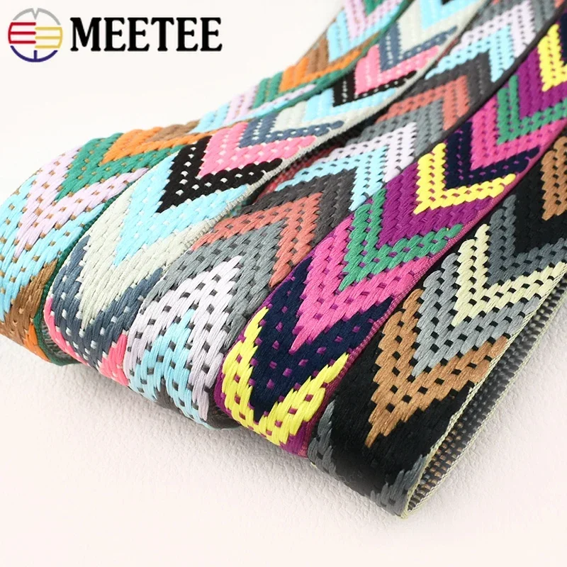 1-5M Meetee 22mm Polyester Jacquard Webbing Strap for Bag Shoulder Tape Ribbon Band Clothing Bias Binding DIY Sewing Accessories