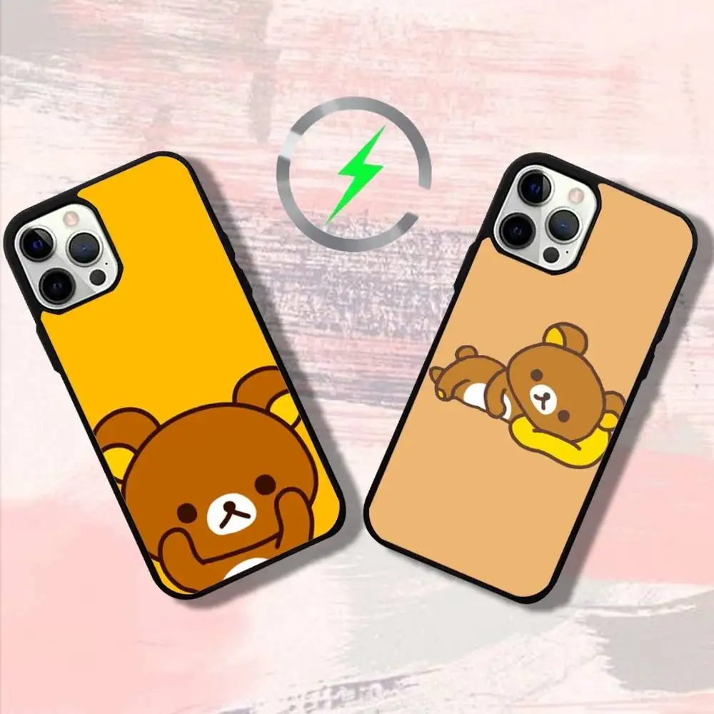 

Cute R-Rilakkumas B-Bear Phone Case For iPhone 16,15,14,13,12,11,Pro,Max,Plus,Mini,SE4,E Magnetic Magsafe Wireless Charging
