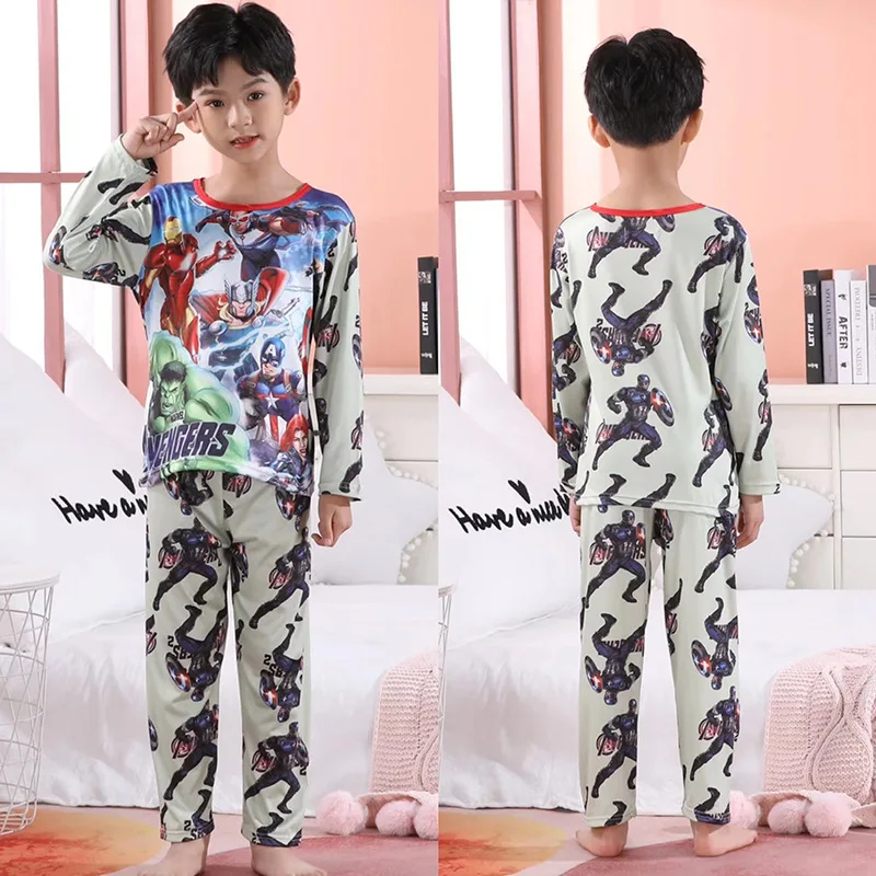 Kids Pajamas Frozen Anna Elsa Marvel Spiderman Clothing Sets Boy Girl Long Sleeve Cartoon Home Sleepwear Children Nightgown Suit