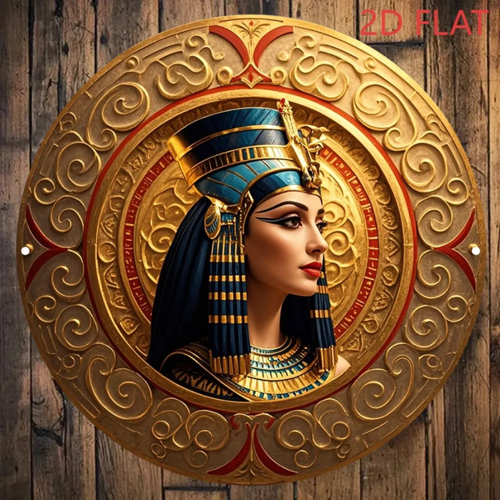 Cleopatra Queen Pharaoh Vintage Metal Sign 8x8 Inch Aluminum Wall Art for Home Bar Decor