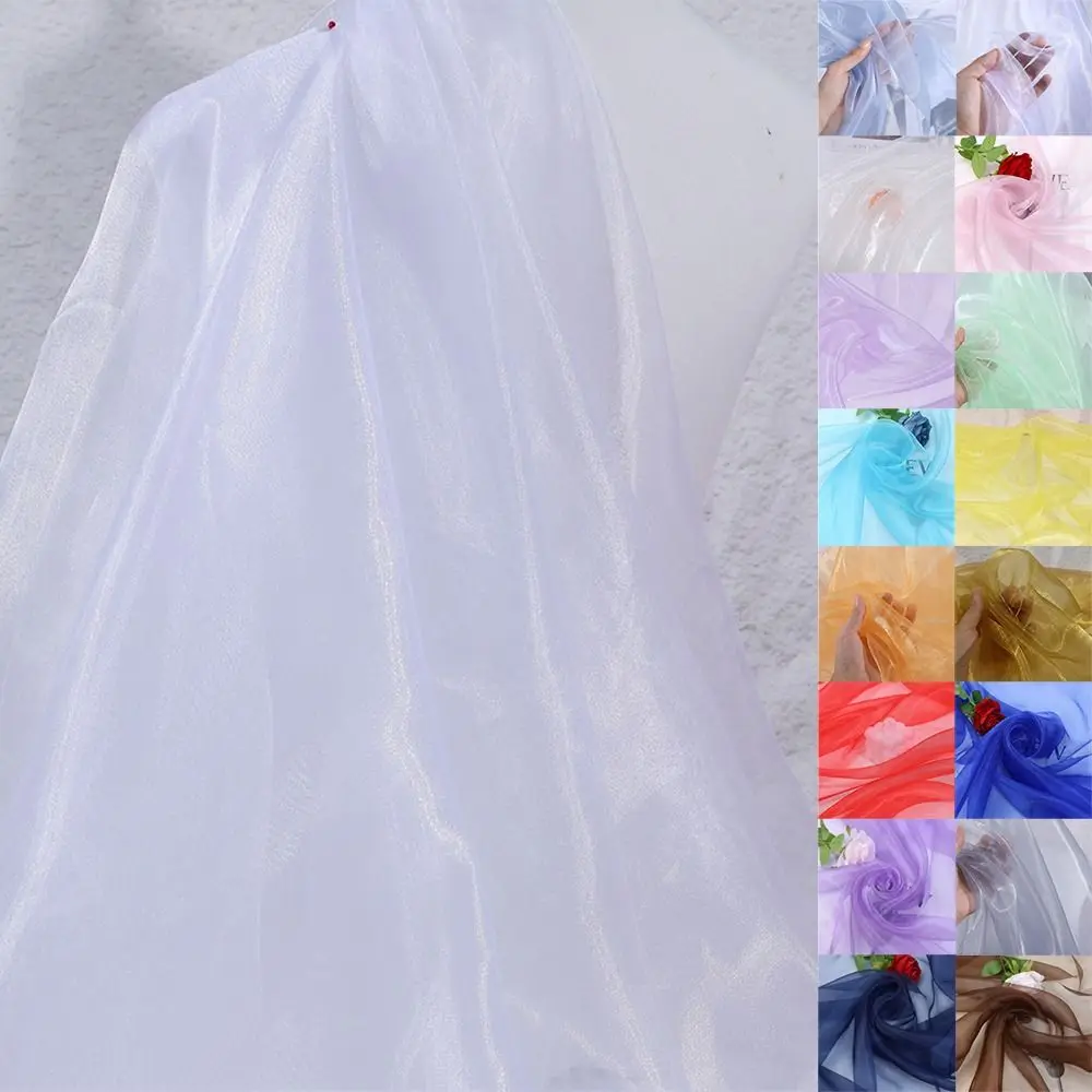 100X150cm Organza Mesh Fabric Colorful Glossy Smooth Gauze Fabric Sheer Lightweight Organza Fabric