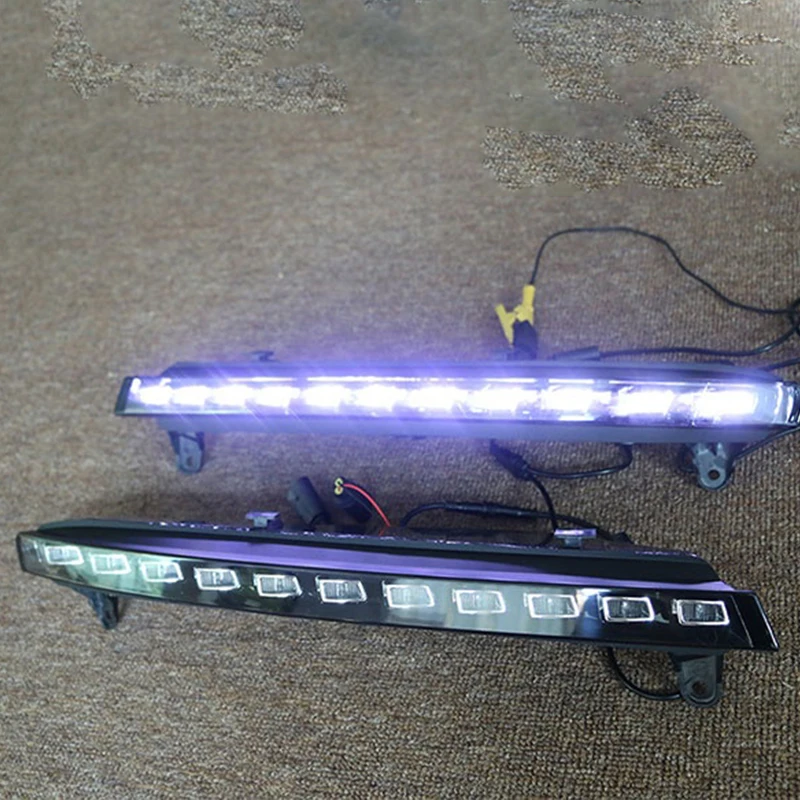 2pcs For Audi Q7 2006 2007 2008 2009 Yellow Turn Signal Function Car DRL Waterproof 12V LED Daytime Running Light Fog Lamp Bulb