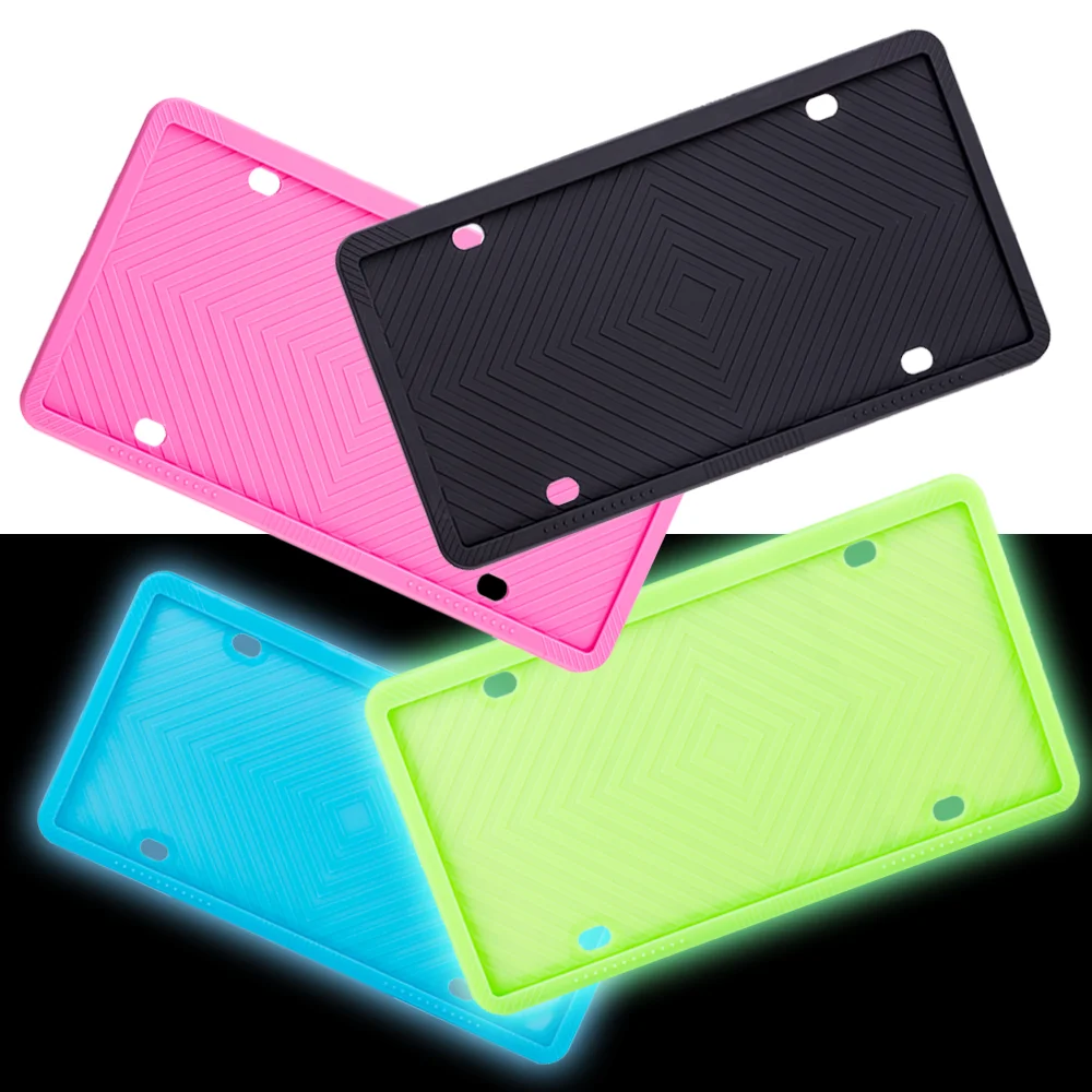 2 PCS Eco-friendly Material Silicone American Car License Plate Frame Glowing In The Dark