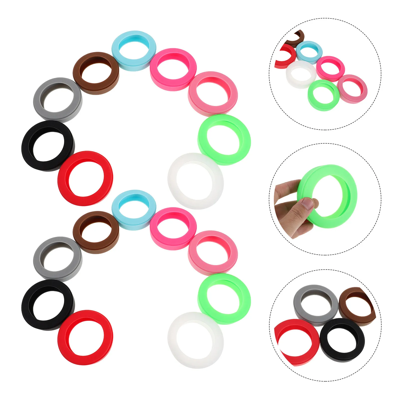 18Pcs Reusable Silicone Cable Ties Multicolor Elastic Cord Wraps for Cable Management Chargers Computer Wire Organizers for Home