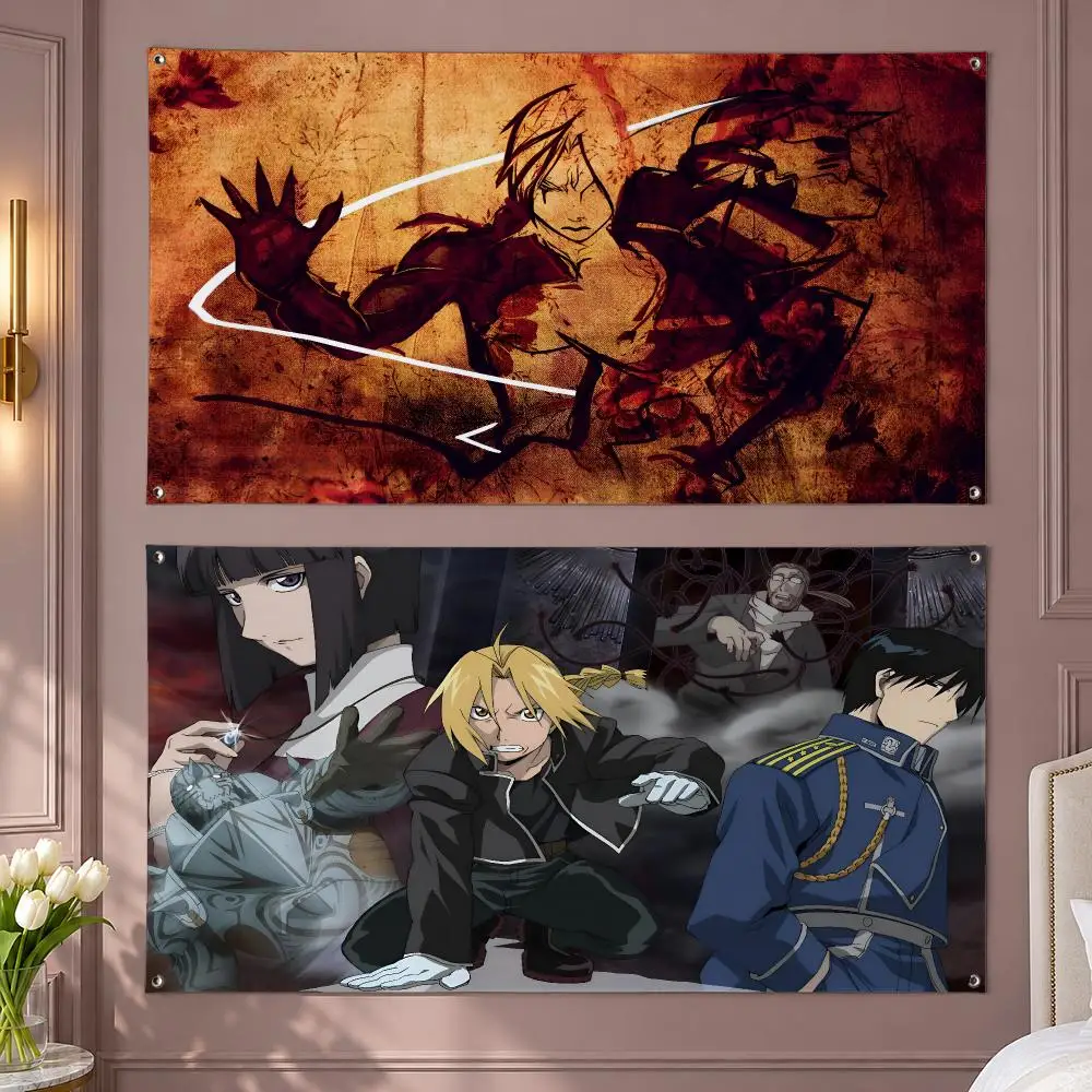 Fullmetal Alchemist Edward Elric Flags Aesthetic Room Decor Wall Hanging For Bedroom Dorm Gaming Room And Parties