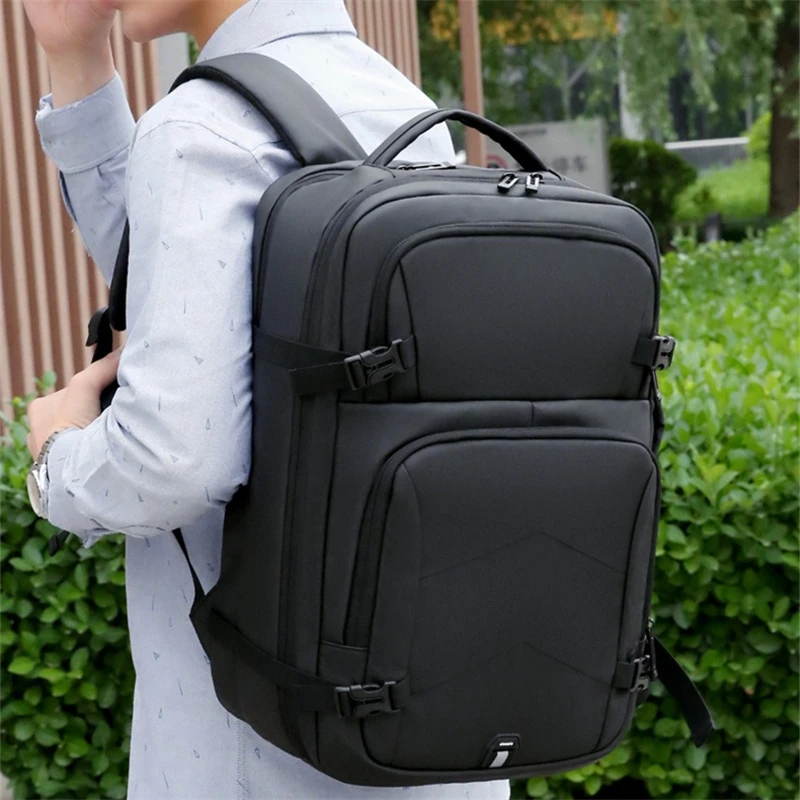 Nesitu Waterproof Large Capacity A4 14 15.6 inch Laptop Men Women Backpack Hiking Climb Camping Travel Bag Black Grey M2023