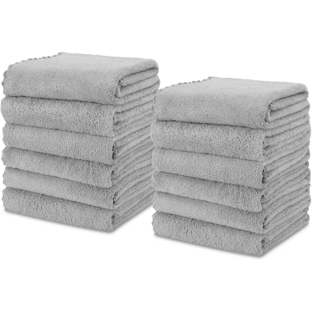 

Супервпитывающие кухонные полотенца из кораллового велюра 13x28 дюймов, быстросохнущие салфетки из микрофибры для посуды, серые, 12 штук в упаковке