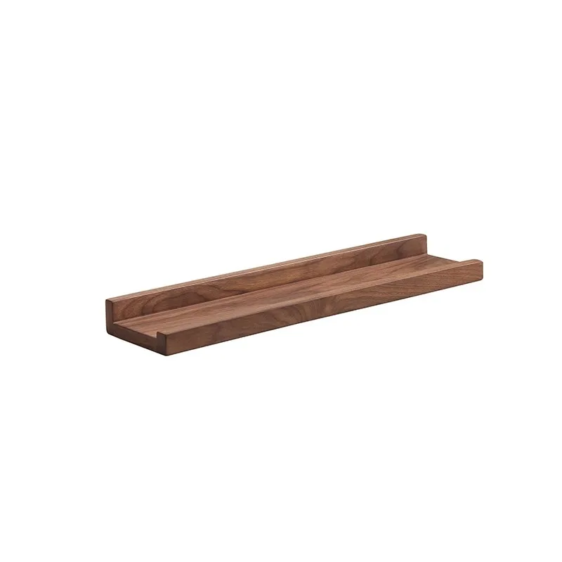 Linear partition shelf wall cherry wood black walnut simple non-slip shelf background wall hanging shelf