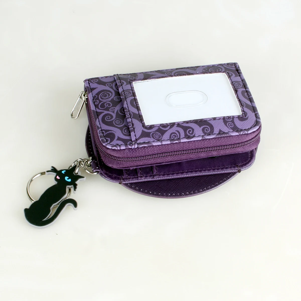 محفظة ثلاثية الطي مطبوعة عالية الجودة، محفظة عملات معدنية عصرية لطيفة بسحاب مع نافذة لبطاقة الهوية