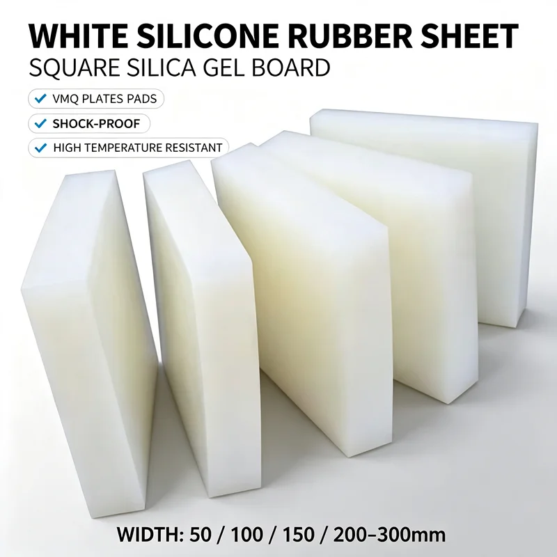 White Silicone Rubber Sheet Square Silica Gel Board VMQ Plates Pads Shock-proof High Temperature Pad Width 50/100/150/200-300mm