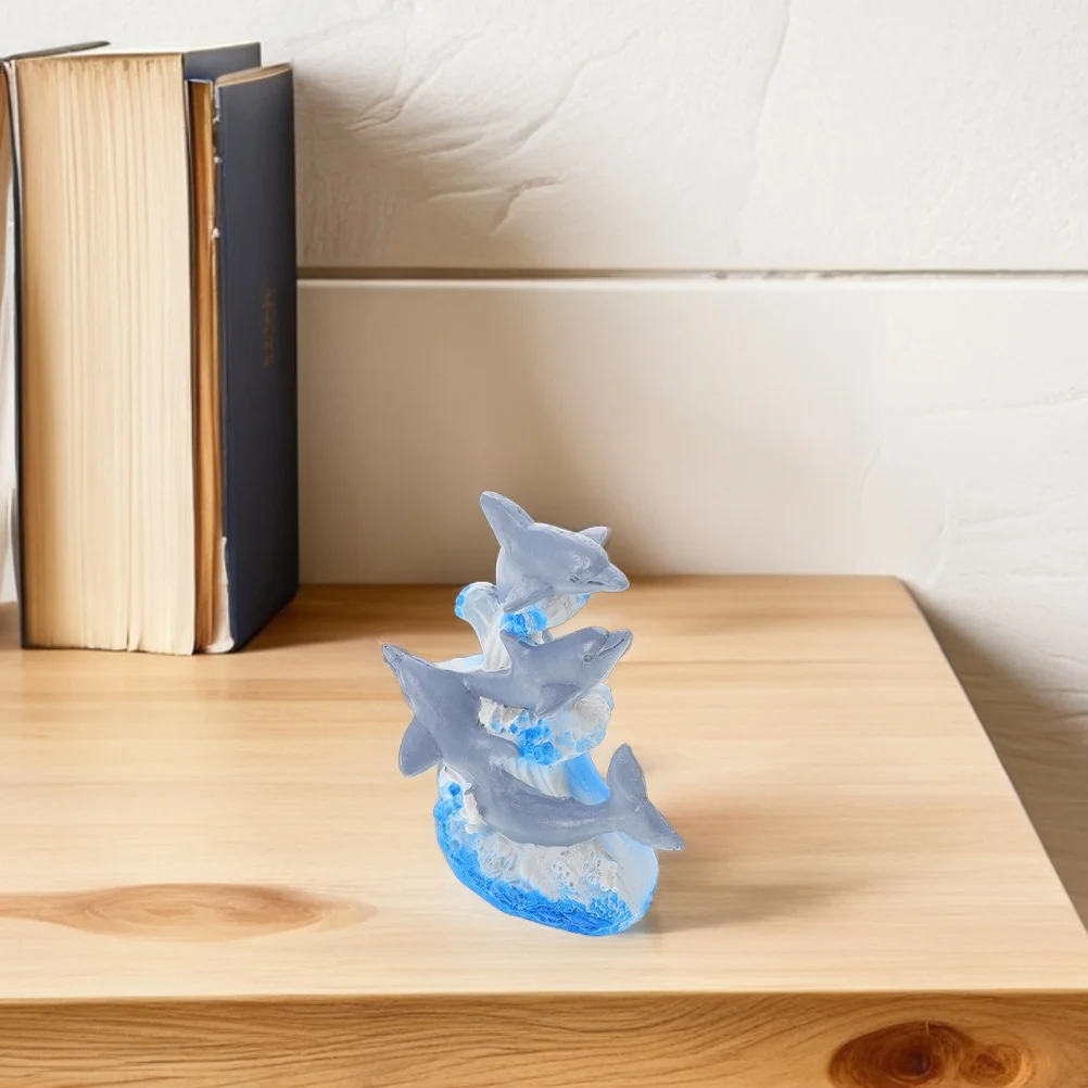 

2Pcs Nautical Ocean Dolphin Resin Statue Mini Marine Decor Aquarium Decoration Sea Animal Sculpture Home Office Accent