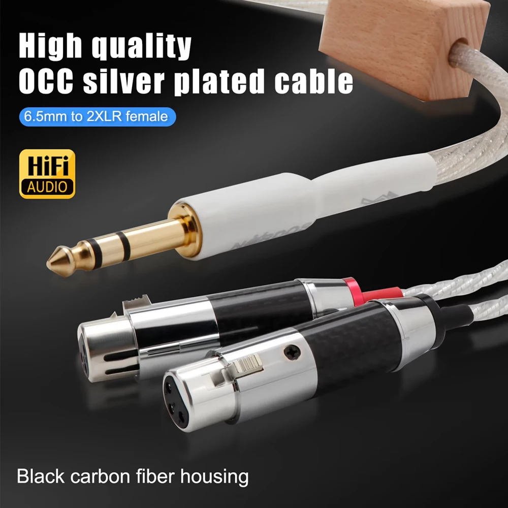 

Hi-end OCC Silver Plated 6.5mm Gold Plated TRS Jack to 2XLR 3pin Female Plugs Splitter Audio Cable for Microphone Mixer