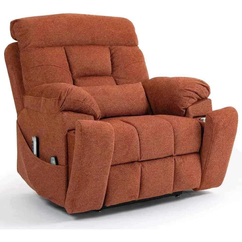 

Oversized 26 Wide Electric Recliner Chair with Heat, Massage, and Cup Holders for Comfortable Living Room Seating