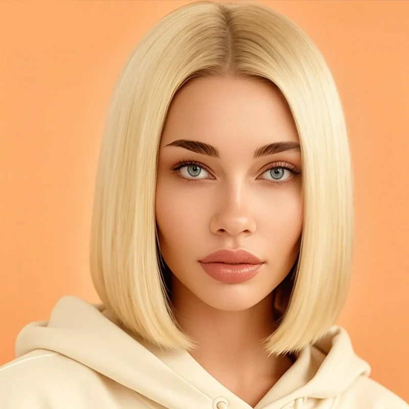 Women's gold short 12 inch synthetic wig, multifunctional and smooth, suitable for Halloween role-playing use