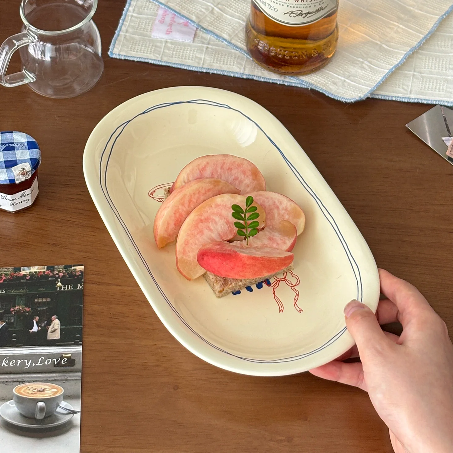 Ins النمط الإيطالي طبق بيضاوي خمر زهرة مطبوعة أواني الطعام السيراميك السباغيتي أطباق لحم فرن الميكروويف الآمن