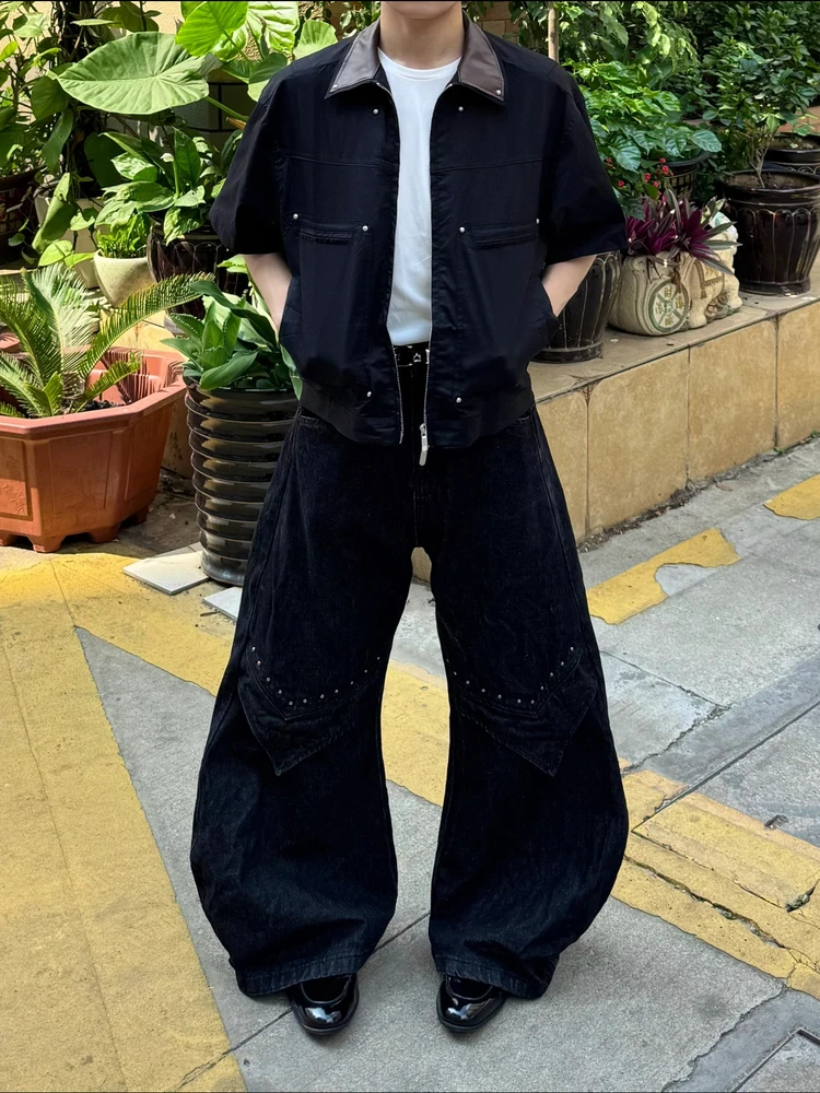 

Retro American Design Jeans Men's Loose Wide Leg Pants Women's Casual Straight Cut Trousers Couple's Trendy Jeans