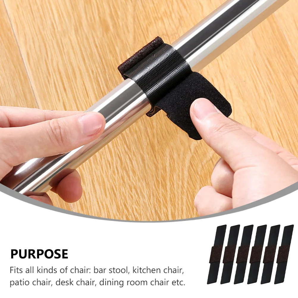 

12Pcs Wear-Resistant Wrap-Around Furniture Chair Pads for Bedroom Dining Room Chair Wrap-Around Wrap Around Hook Loop