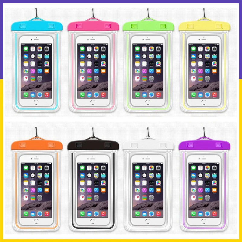 【Fast Ship】Universal Luminous Waterproof Phone Pouch Bag Transparent PVC Case Outdoor Swimming Accessories Bag Dust Dirt Proof