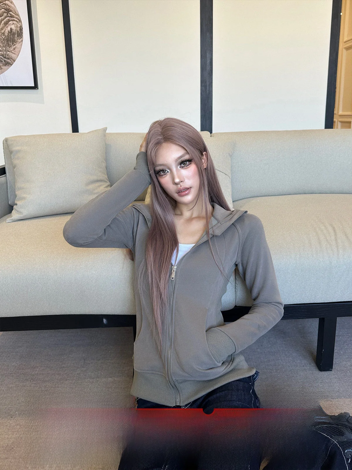 

Спортивная толстовка GOGO BURN для женщин, осенне-зимняя, модная, приталенная, повседневная, на молнии, с длинными рукавами