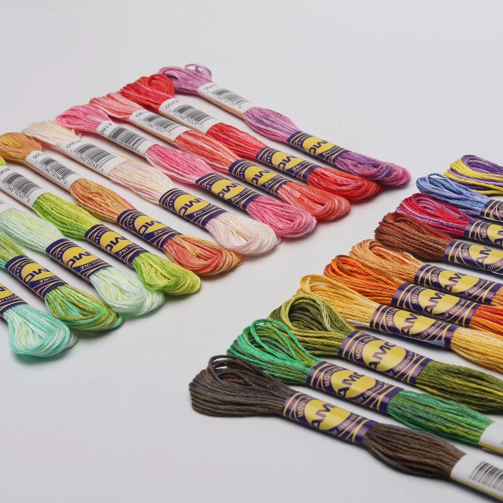 Variegated Cotton Embroidery Floss, Color Variation, Cross Stitch Thread, 30 DMC Colors in 3 Sets, 6 Strands, 8 Meters per skein