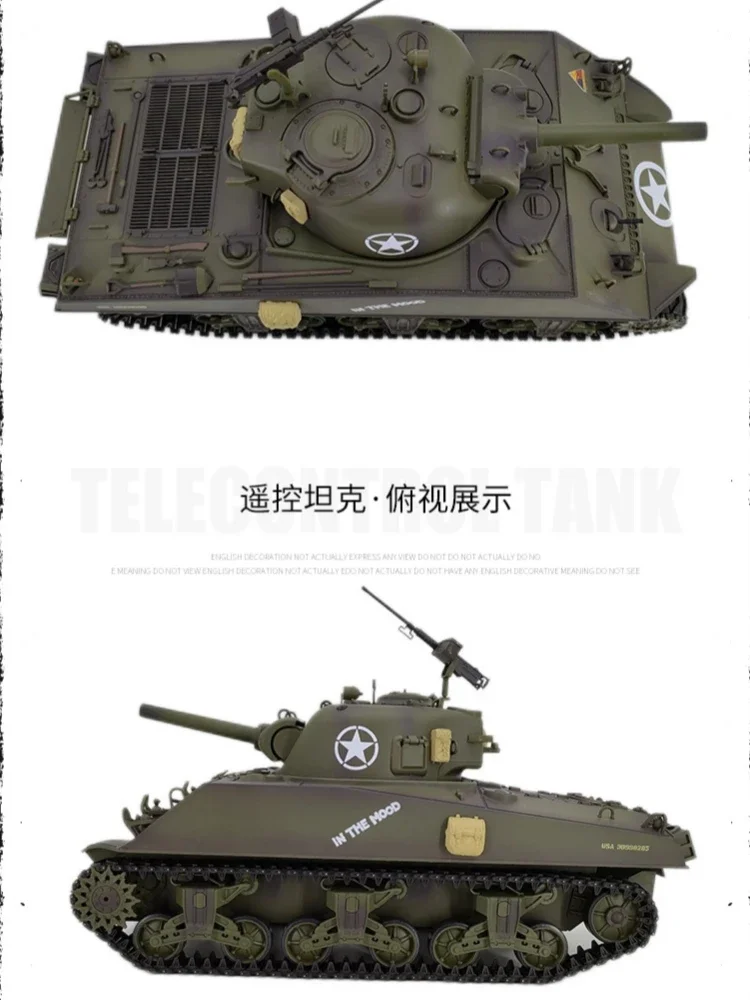 2024 Rc Tank serbatoio telecomandato 1: 16 modello americano M4a3 3898-1 con canna di pistola telescopica multifunzionale giocattoli da combattimento per ragazzo