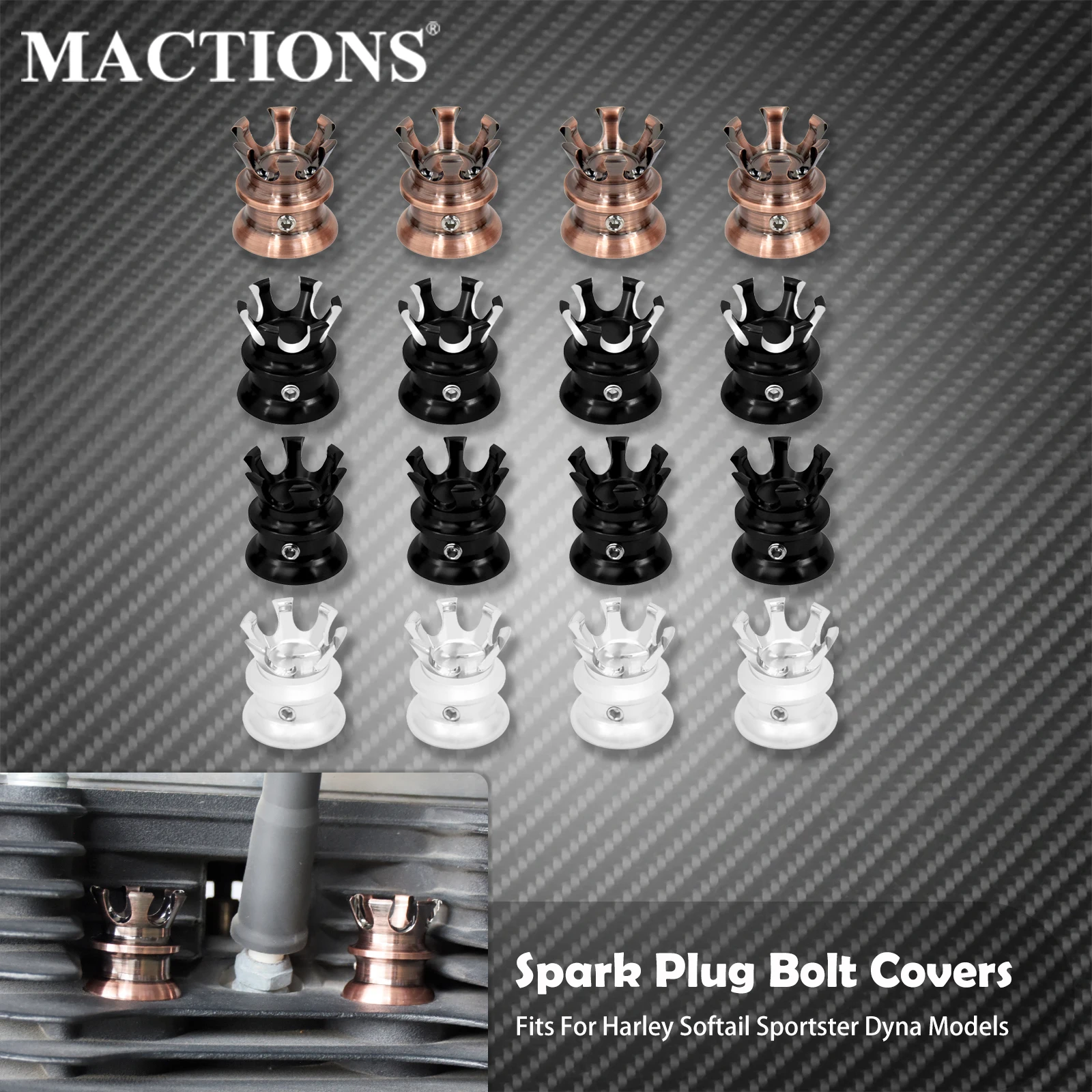 

Motorcycle Spark Plug Head Bolt Cover Screws Nut Caps For Harley Sportster XL 883 Softail Dyna Twin Cam Evo 4PCS Engine Covers