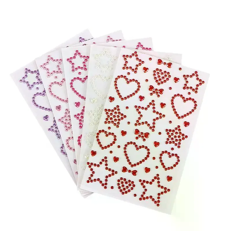 1 Sheet Colorful Self Adhesive Face Rhinestone Stickers With Heart Star Design For Kids Party Festival Makeup Cosplay view 5