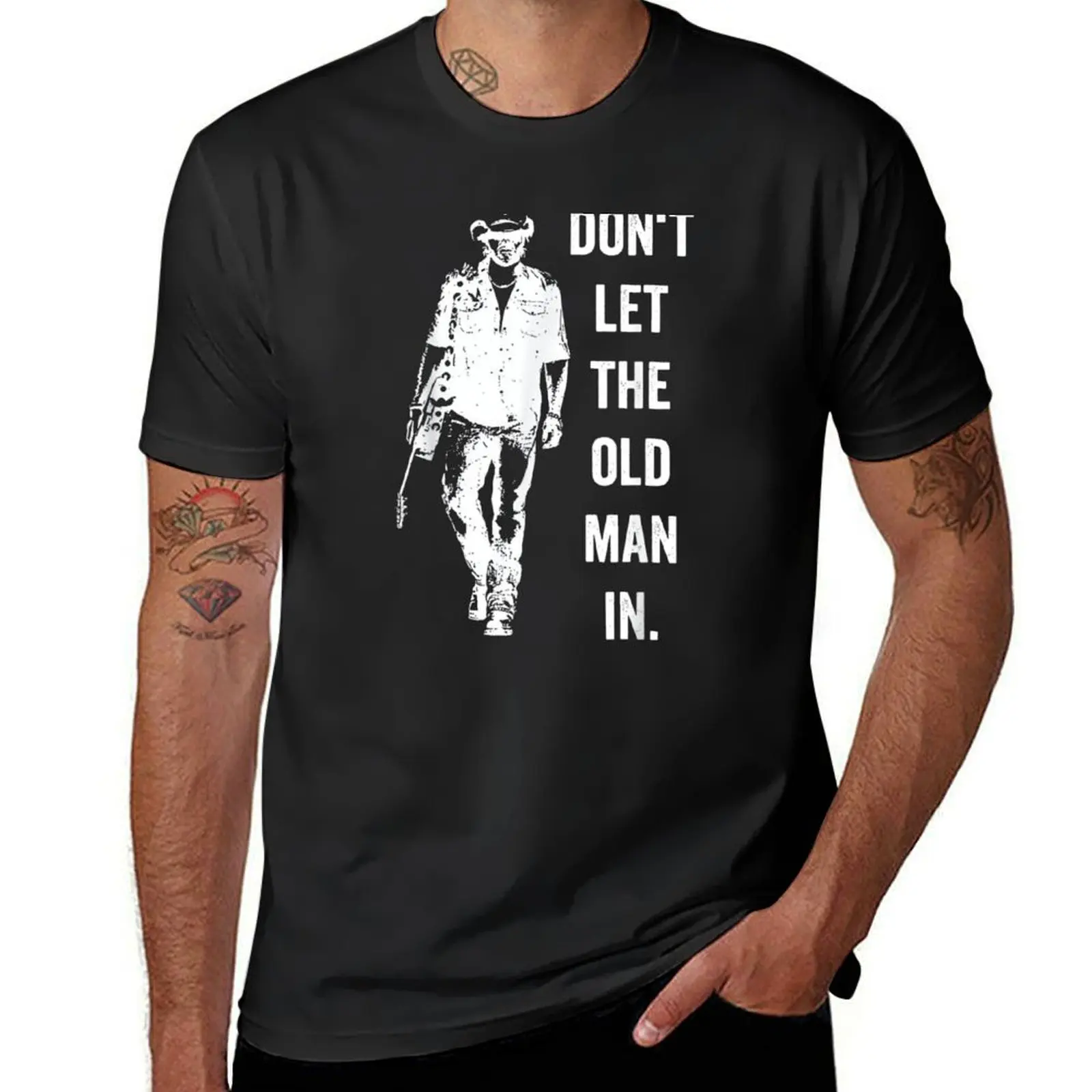 Don't let the old man in vintage walking with a guitar T-Shirt hippie clothes tees boys whites funny t shirts for men