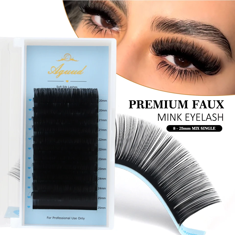 

AGUUD 16Rows 8-25mm Individual False Eyelashes Faux Mink Russian Volume Lash Matte Black Cashmere Eyelash Extension Makeup Clios