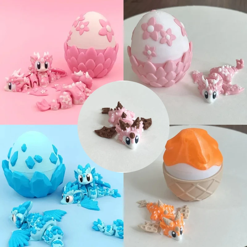 Mini huevos de dragón, bonito juego de huevos de dragón con pétalos de dragón, adornos con impresión 3D, decoración de escritorio para el hogar y la Oficina, regalos de cumpleaños para niños