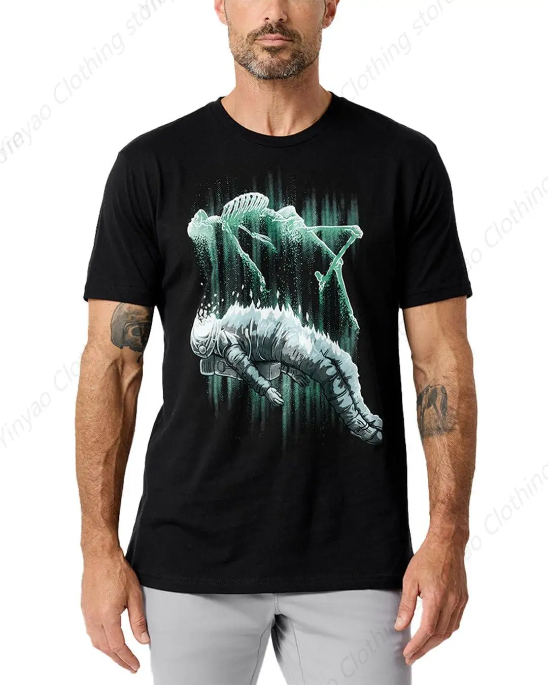 Astral Departure Glow in The Dark Printed Men's T-shirt Fun Fashion Cool Men's Cotton Shirt