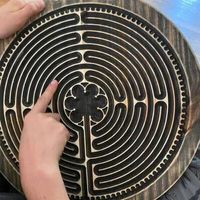 Wooden Labyrinth Board Prayer Chartres Wood Carving Maze Meditation Puzzle Toy