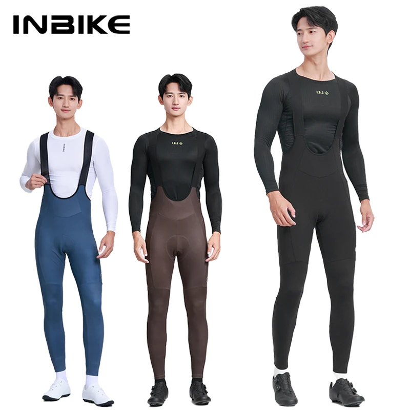 

INBIKE термофлисовые велосипедные нагрудники для мужчин, ветрозащитные зимние велосипедные нагрудники с подкладкой и карманами, велосипедные брюки, одежда для велоспорта