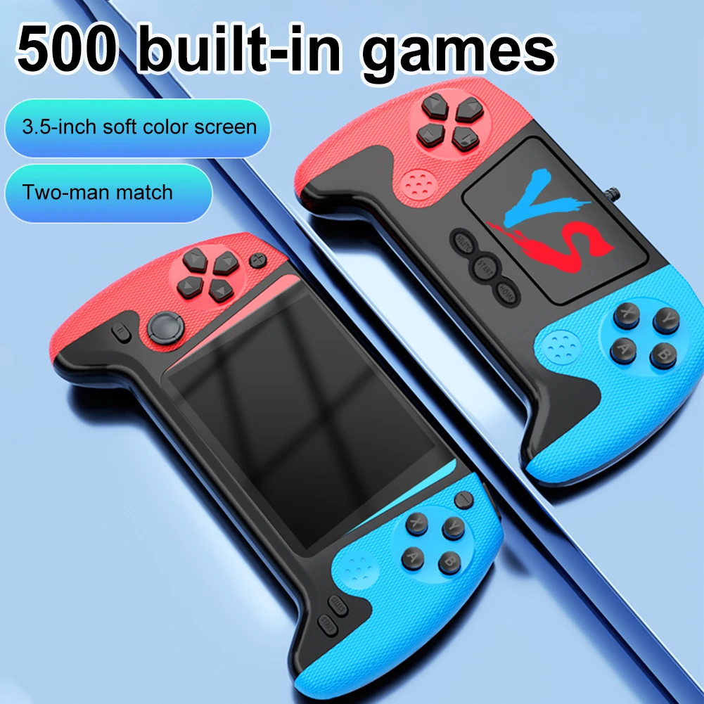 Console de jogos portátil retrô com tela LCD de 3,5 polegadas, console de jogos com 500 jogos embutido, console de jogos portátil de 1200mAh para crianças e adultos